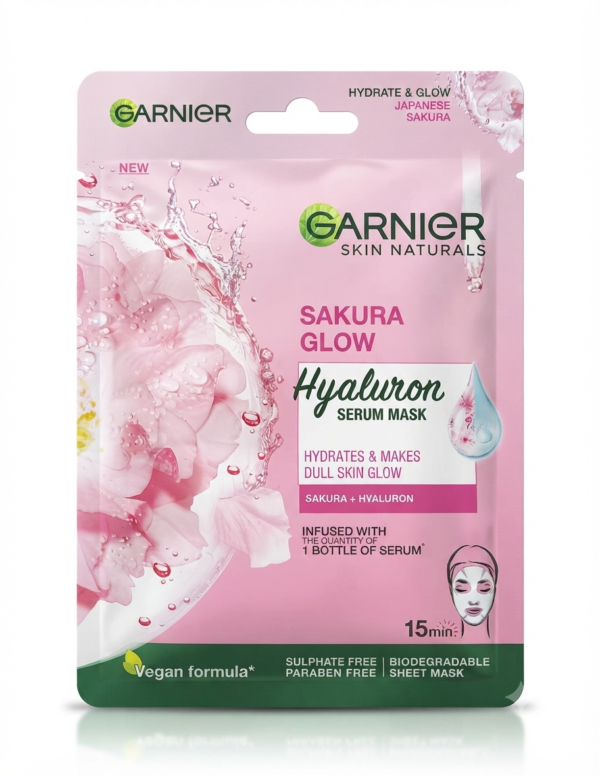 Garnier Skin Naturals Sakura Glow Hyaluron Serum Mask |28 gm