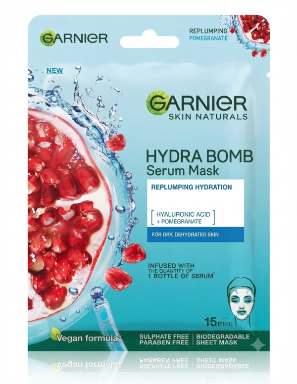 Garnier Skin Naturals Hydra Bomb Serum Mask (Replumping Pomegranate) | 28gm