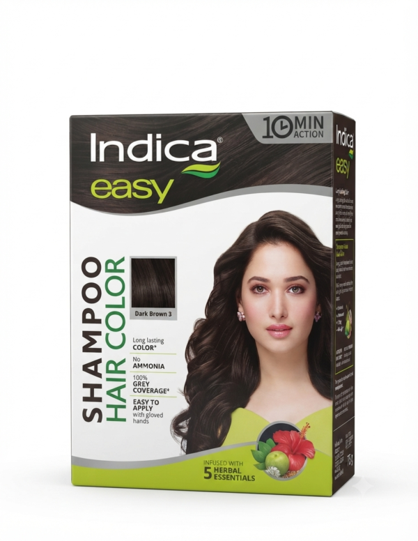 Indica Easy Shampoo Hair Color (Dark Brown 3) | 25 ML