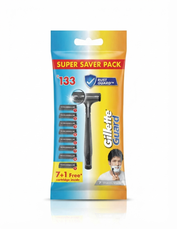 Gillette Guard Shaving Razor with Cartridges (Super Saver Pack, 7+1 Free Cartridges)