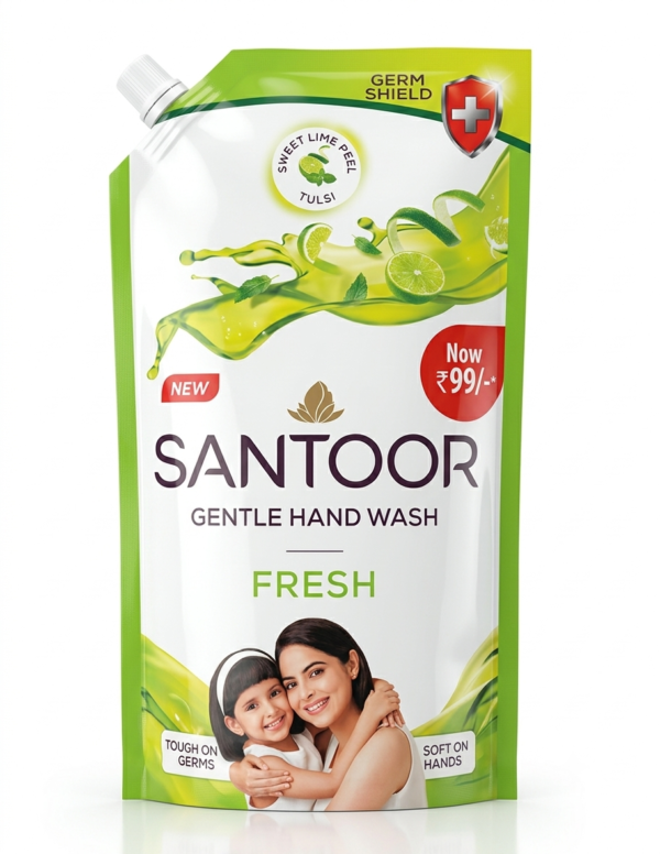 Santoor Gentle Hand Wash Fresh (Sweet Lime Peel & Tulsi)