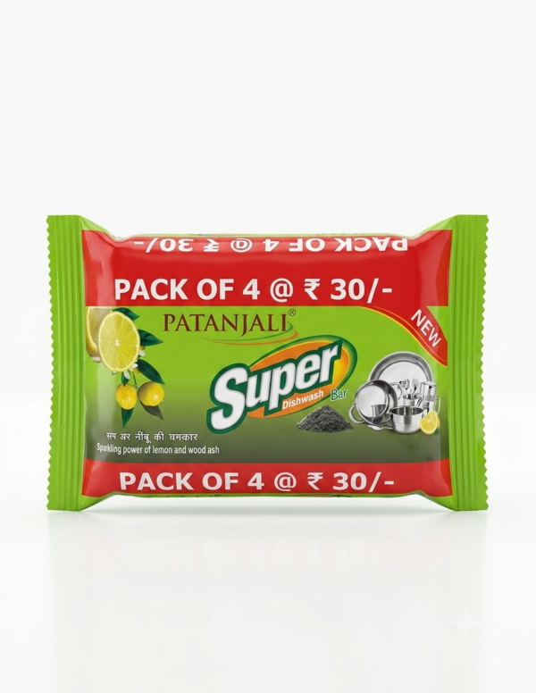 Patanjali Super Dishwash Bar - Pack of 4